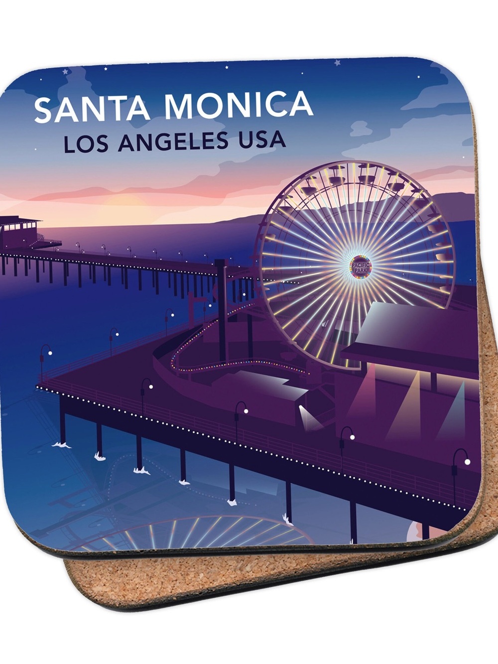 Vintage Santa Monica Pier Souvenir Coasters Set of 6